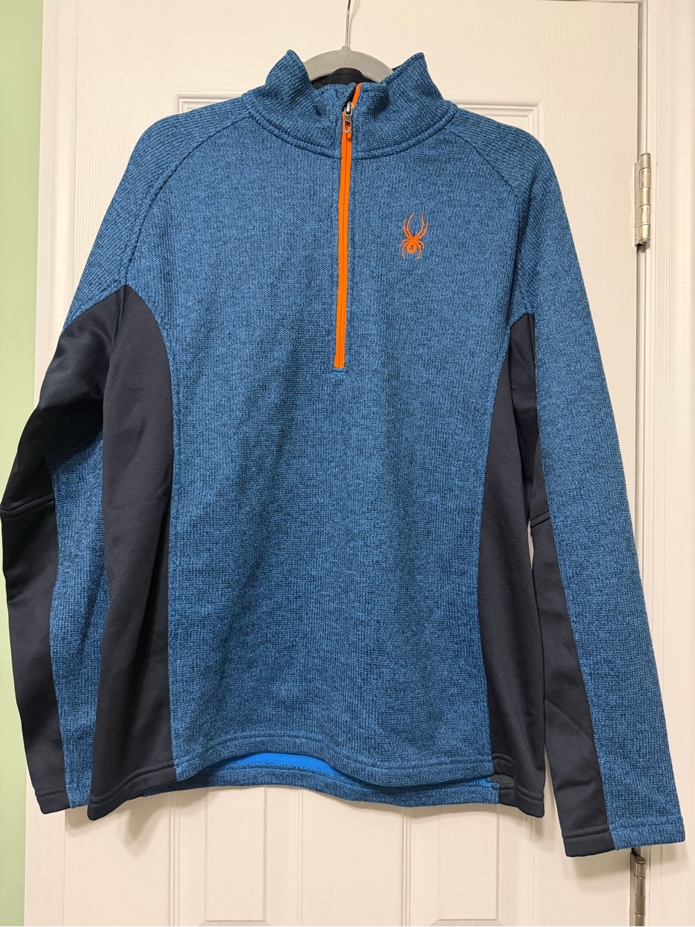 Spyder 1/4 zip pullover blue black mens size large outerwear